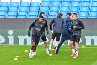 Real Madrid Şampiyonlar Ligi Eğitim Toplantısı sırasında Manchester Etihad Stadyumu 'nda Rodrygo, 16 Nisan 202