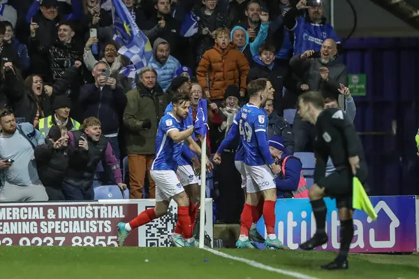 Colby Bishop Portsmouth Celebrates His Goal Make Sky Bet League — Stock Photo, Image