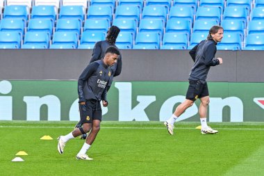 Real Madrid Şampiyonlar Ligi Eğitim Toplantısı sırasında Manchester Etihad Stadyumu 'nda Rodrygo, 16 Nisan 202