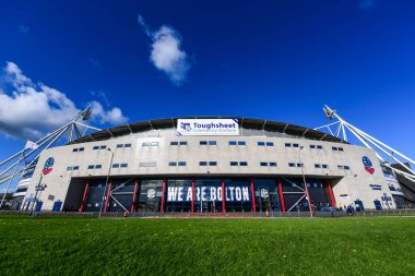 Bolton Wanderers 'ın 16 Nisan 202' de Toughsheet Community Stadyumu 'nda Bolton Wanderers' ın Shrewsbury Town 'a karşı oynadığı Sky Bet Ligi 1 maçının genel görüntüsü.
