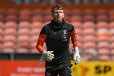 Blackpool 'dan Daniel Grimshaw 20 Nisan 202' de Bloomfield Road, Blackpool 'da Blackpool' a karşı oynanan Sky Bet Lig 1 maçı öncesinde ısınma turunda