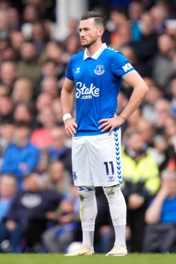 Everton 'dan Jack Harrison Premier League maçı sırasında Everton, Goodison Park, Liverpool' da Nottingham Forest 'a karşı, 21 Nisan 202