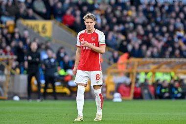Arsenal 'den Martin degaard, Premier Lig maçı sırasında Wolverhampton Wanderers, Molineux, Wolverhampton' da Arsenal 'e karşı, 20 Nisan 2024