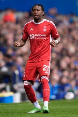 Nottingham Ormanı 'ndan Anthony Elanga Premier League maçı sırasında Goodison Park, Liverpool, İngiltere' de Everton-Nottingham Forest maçında 21 Nisan 202