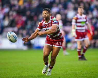 Wigan Warriors 'un Kruise Leeming' i Betfred Süper Lig 8. Raundunda Wigan Warriors Castleford Tigers 'a karşı DW Stadyumu, Wigan, Birleşik Krallık, 19 Nisan 202
