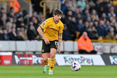 Wolverhampton Wanderers 'dan Hugo Bueno, Premier League maçı sırasında Wolverhampton Wanderers Arsenal' e karşı Molineux, Wolverhampton, Birleşik Krallık, 20 Nisan 202