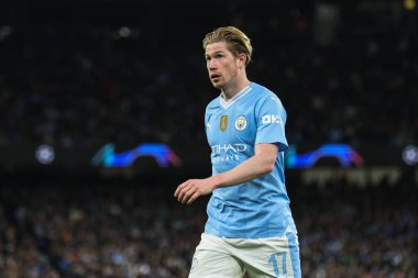 Kevin De Bruyne of Manchester City during the UEFA Champions League Quarter Final Manchester City vs Real Madrid at Etihad Stadium, Manchester, United Kingdom, 17th April 202 clipart