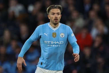 Manchester City 'den Jack Grealish UEFA Şampiyonlar Ligi çeyrek finalinde Manchester City, Etihad Stadyumu' nda Real Madrid 'e karşı, 17 Nisan 202
