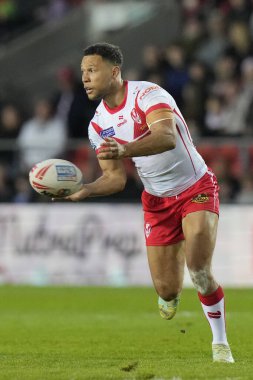 St. Helens 'den Moses Mbye, Betfred Süper Lig 8. Raundunda St Helens vs Hull FC' ye karşı Tamamen Wicked Stadyumu, St Helens, Birleşik Krallık, 19 Nisan 202