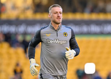Wolverhampton Wanderers 'dan Daniel Bentley 20 Nisan 202' de Molineux, Wolverhampton, Birleşik Krallık 'ta oynanan Premier League maçında Wolverhampton Wanderers-Arsenal maçında ısındı.