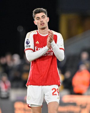 Arsenal 'den Kai Havertz 20 Nisan 202' de Molineux, Wolverhampton, Birleşik Krallık 'ta oynanan Premier League maçında taraftarlarını alkışladı.