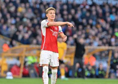 Arsenal 'den Martin degaard, Premier Lig maçı sırasında Wolverhampton Wanderers' a karşı Molineux, Wolverhampton, İngiltere, 20 Nisan 2024