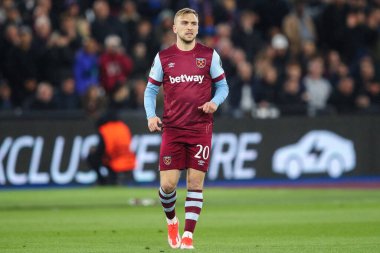 UEFA Avrupa Ligi çeyrek final maçında West Ham United, Bayer 04 Leverkusen 'e karşı Londra Stadyumu, Londra, İngiltere, 18 Nisan 202