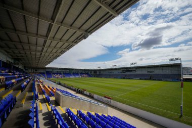 20 Nisan 202 'de Halliwell Jones Stadyumu' nda oynanan 8. Betfred Süper Lig karşılaşmasından önceki Halliwell Jones Stadyumu 'nun genel bir görüntüsü.
