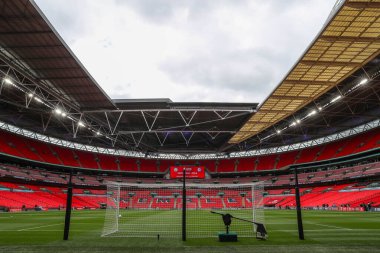 Wembley Stadyumu 'nda, 20 Nisan 202' de Wembley Stadyumu 'nda Manchester City ile Chelsea arasında oynanan Emirates FA Kupası yarı final maçı öncesinde genel bir görüş.