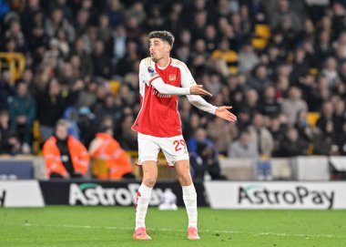 Arsenal 'den Kai Havertz, 20 Nisan 202' de Wolverhampton Wanderers ile Molineux, Wolverhampton, Birleşik Krallık 'ta oynanan Premier League karşılaşmasında tepki gösterdi.