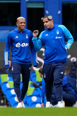 Danilo of Nottingham Forest and Murillo of Nottingham Forest inspects the pitch before the Premier League match Everton vs Nottingham Forest at Goodison Park, Liverpool, United Kingdom, 21st April 202 clipart