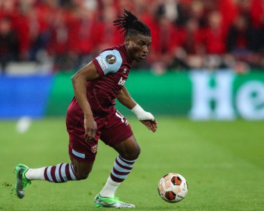 UEFA Avrupa Ligi çeyrek final maçında West Ham United, Bayer 04 Leverkusen 'e karşı Londra Stadyumu, Londra, İngiltere, 18 Nisan 202