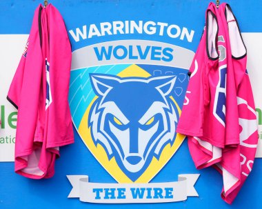 20 Nisan 202 'de Halliwell Jones Stadyumu' nda oynanan 8. Betfred Süper Lig karşılaşmasından önceki Halliwell Jones Stadyumu 'nun genel bir görüntüsü.