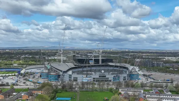 Aerial View Etihad Stadium Ahead Uefa Champions League Quarter Final — Stock Photo, Image