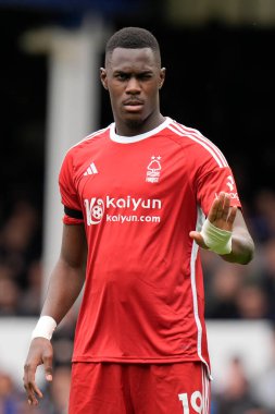 Nottingham Ormanı 'ndan Moussa Niakhat Premier League maçı sırasında Goodison Park, Liverpool' da Everton Nottingham Ormanı 'na karşı 21 Nisan 2024