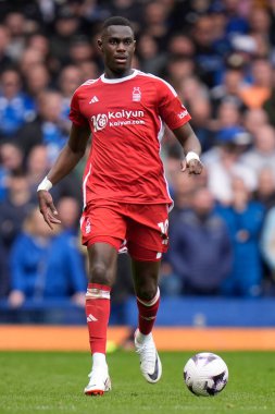 Nottingham Ormanı 'ndan Moussa Niakhat Premier League maçı sırasında Goodison Park, Liverpool' da Everton Nottingham Ormanı 'na karşı, 21 Nisan 2024