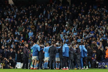 Manchester City, 17 Nisan 202 tarihinde Etihad Stadyumu 'nda oynanan UEFA Şampiyonlar Ligi çeyrek final maçının ardından takım konuşması yaptı.
