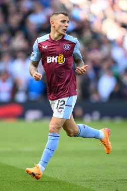 Aston Villa takımından Lucas Digne Premier Lig maçında Aston Villa, Bournemouth 'a karşı Villa Park, Birmingham, Birleşik Krallık, 21 Nisan 202