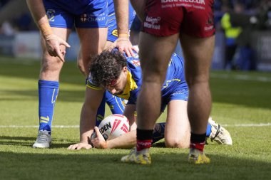 Warrington Wolves 'dan Toby King, 20 Nisan 202' de Halliwell Jones Stadyumu 'nda oynanan Warrington Wolves - Leigh Leopards maçında, Betfred Süper Lig 8.