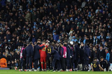 Real Madrid, 17 Nisan 202 tarihinde Etihad Stadyumu 'nda oynanan UEFA Şampiyonlar Ligi çeyrek final maçının ardından takım konuşması yaptı.