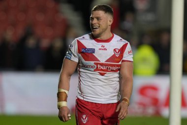 Morgan Knowles of St. Helens salutes the fans after the Betfred Super League  Round 8 match St Helens vs Hull FC at Totally Wicked Stadium, St Helens, United Kingdom, 19th April 202 clipart
