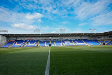 20 Nisan 202 'de Halliwell Jones Stadyumu' nda oynanan 8. Betfred Süper Lig karşılaşmasından önceki Halliwell Jones Stadyumu 'nun genel bir görüntüsü.