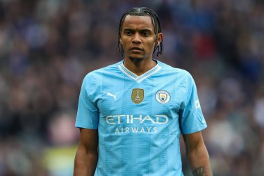 Manchester City 'den Manuel Akanji 20 Nisan 202' de Wembley Stadyumu 'nda Manchester City ile Chelsea arasında oynanan FA Cup yarı final maçında