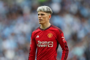 Manchester United 'dan Alejandro Garnacho, Birleşik Krallık' ın Wembley Stadyumu 'nda Coventry City ile Manchester United arasında oynanan yarıfinal maçı sırasında, 21 Nisan 202