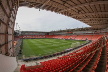 Bloomfield Road, 20 Nisan 202 'de Bloomfield Road, Blackpool' da oynanan Blackpool-Barnsley maçı sırasında Bloomfield Road 'un genel görünümü