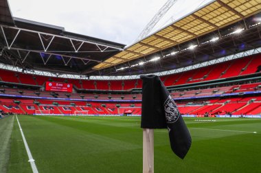 Wembley Stadyumu 'nda, 20 Nisan 202' de Wembley Stadyumu 'nda Manchester City ile Chelsea arasında oynanan Emirates FA Kupası yarı final maçı öncesinde genel bir görüş.