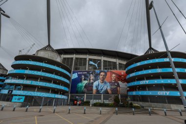 Etihad 'ın UEFA Şampiyonlar Ligi çeyrek final maçındaki genel görünümü Manchester City' nin Etihad Stadyumu 'nda Real Madrid' e karşı 17 Nisan 202