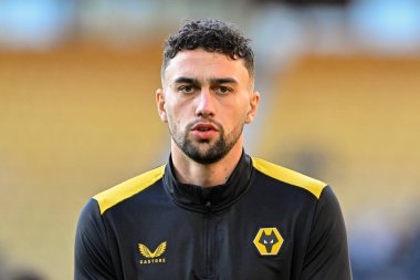 Wolverhampton Wanderers takımından Max Kilman 20 Nisan 202 'de Molineux, Wolverhampton, İngiltere' de oynanan Premier League maçında Wolverhampton Wanderers-Arsenal maçında ısındı.