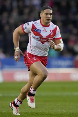 St. Helens 'li Sione Matautia, Betfred Süper Lig 8. Raundunda St Helens vs Hull FC' ye karşı, St Helens Stadyumu, 19 Nisan 2024