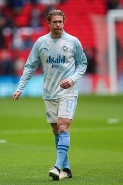 Kevin De Bruyne of Manchester City during the pre-game warm up ahead of the Emirates FA Cup Semi-Final match Manchester City vs Chelsea at Wembley Stadium, London, United Kingdom, 20th April 202 clipart