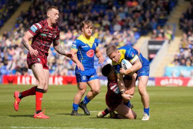 Warrington Wolves takımından Matt Dufty, 20 Nisan 202 'de Halliwell Jones Stadyumu, Warrington' da oynanan Warrington Wolves - Leigh Leopards maçında oynanan Betfred Süper Lig 8.