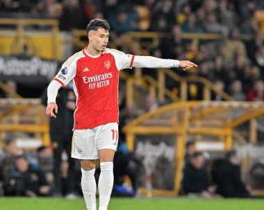 Arsenal 'den Gabriel Martinelli, Premier Lig maçı sırasında Wolverhampton Wanderers' a karşı Molineux, Wolverhampton, İngiltere, 20 Nisan 202