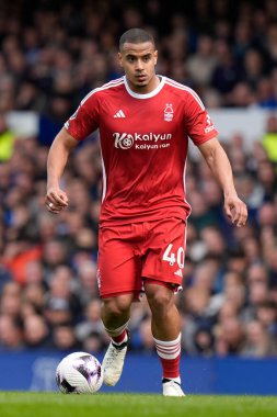 Premier Lig maçı sırasında Nottingham Ormanı 'ndan Murillo Goodison Park, Liverpool, İngiltere' de Everton - Nottingham Forest maçında 21 Nisan 202