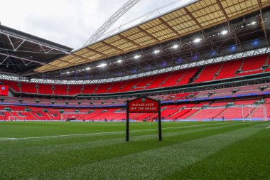 Wembley Stadyumu 'nda, 20 Nisan 202' de Wembley Stadyumu 'nda Manchester City ile Chelsea arasında oynanan Emirates FA Kupası yarı final maçı öncesinde genel bir görüş.