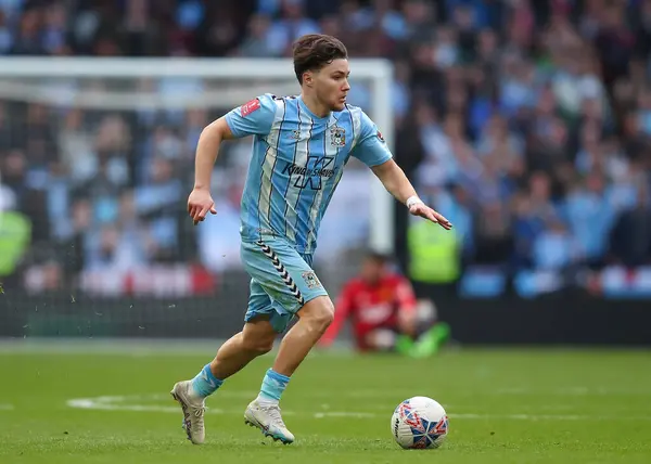 stock image Luis Binks of Coventry City breaks forward, during the Emirates FA Cup Semi-Final match Coventry City vs Manchester United at Wembley Stadium, London, United Kingdom, 21st April 202