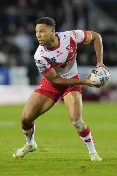 Moses Mbye Helens Durante Partita Del Betfred Super League Helens — Foto Stock