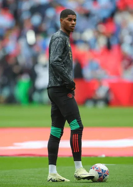 Marcus Rashford Del Manchester United Calienta Antes Del Partido Durante —  Fotos de Stock