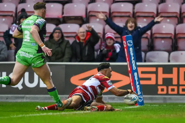 Bevan French Wigan Warriors Scores Try Betfred Super League Match — Stock Photo, Image