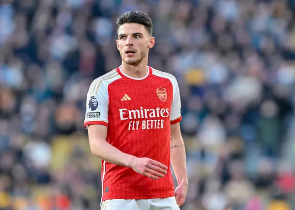 stock image Declan Rice of Arsenal, during the Premier League match Wolverhampton Wanderers vs Arsenal at Molineux, Wolverhampton, United Kingdom, 20th April 202