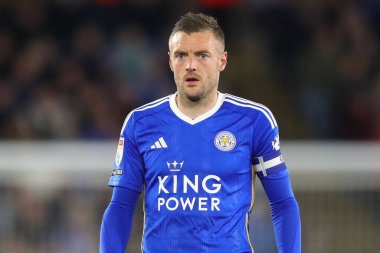 Jamie Vardy, Leicester City 'nin kaptanı Gökyüzü İddia Şampiyonası sırasında Leicester City, Southampton' a karşı King Power Stadyumu, Leicester, Birleşik Krallık, 23 Nisan 202